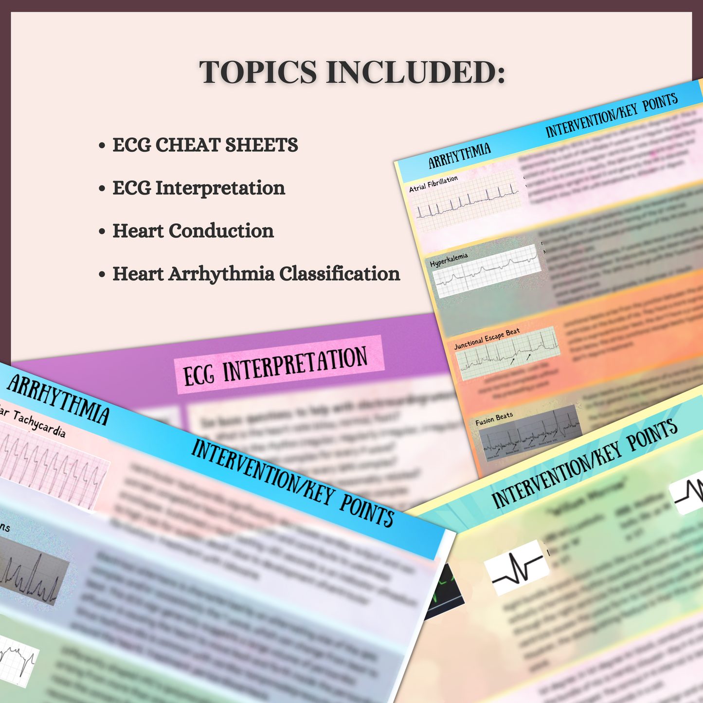 ECG CHEAT SHEETS | 5 PAGES | 4 TOPICS