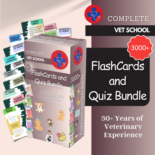 3000+ Flash Cards and Quiz Bundle for VTNE and Vet School Prep