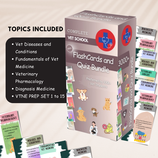 3000+ Flash Cards and Quiz Bundle for VTNE and Vet School Prep
